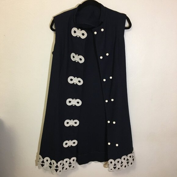 Vintage 60s Dark Blue Mini Dress Mod Shift Volup Plus Size Twiggy Barbie (IB) - Picture 8 of 16